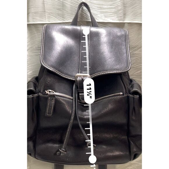 Vintage J Crew unisex black leather backpack main image 12